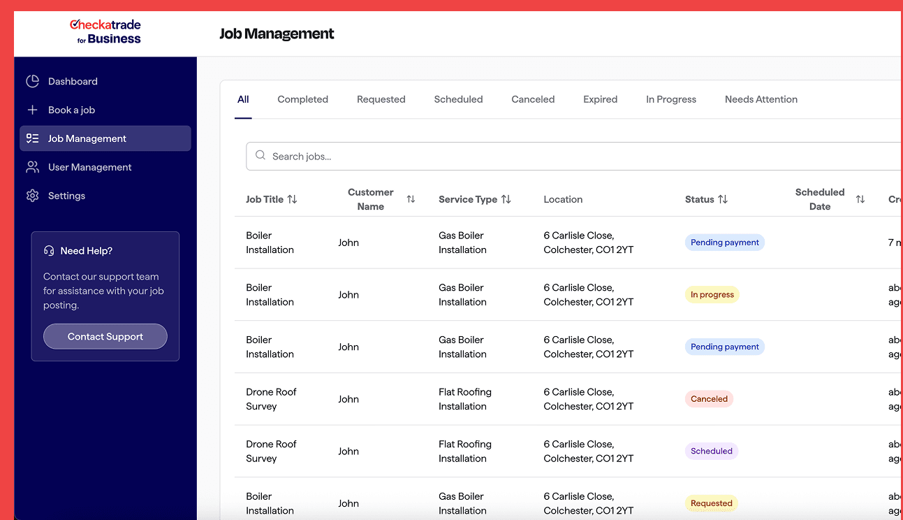 Easy job management interface